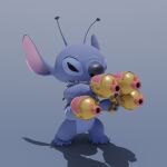 1:1 2024 3d_(artwork) 4_arms 4_toes alien ambiguous_gender antennae_(anatomy) anthro back_spines biped blue_body blue_claws claws digital_media_(artwork) disney experiment_(lilo_and_stitch) feet finger_claws gradient_background holding_object holding_weapon lilo_and_stitch male_(lore) multi_arm multi_limb multi_wielding narrowed_eyes notched_ear plasma_blaster_(lilo_and_stitch) plasma_gun rockyrcoon simple_background solo stitch_(lilo_and_stitch) toes weapon