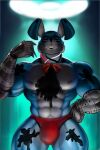 2024 abs animatronic anthro barazoku biceps big_bulge blue_body blue_fur bon_(twf) bow_tie bulge cafeaubandage clothed clothing digital_drawing_(artwork) digital_media_(artwork) floppy_ears fur hand_on_hip hand_on_own_hip lagomorph leporid looking_at_viewer machine male mammal multicolored_body multicolored_fur muscular muscular_anthro muscular_male pecs pubes purple_eyes rabbit red_clothing red_speedo red_swimwear robot simple_background smile solo speedo speedo_only swimwear the_walten_files topless two_tone_body two_tone_fur white_body white_fur