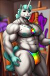 2024 5_fingers abs anthro areola barazoku biceps big_areola big_bulge black_sclera blue_body blue_fur blue_hair blue_nipples blue_tail bulge cafeaubandage clothed clothing craftycorn critters_(poppy_playtime) crossgender detailed_background digital_drawing_(artwork) digital_media_(artwork) equid equine facial_hair fingers fluffy fluffy_tail ftm_crossgender fur grey_body grey_fur hair horn inside jewelry long_tail male mammal multicolored_clothing multicolored_underwear muscular muscular_anthro muscular_male muscular_thighs mythological_creature mythological_equine mythology navel necklace nipples pecs poppy_playtime rainbow_clothing rainbow_underwear smile smiling_critters solo soul_patch tail thick_thighs underwear underwear_only unicorn unicorn_horn white_eyes