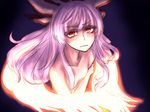  aura black_background bow breasts collarbone colored_eyelashes expressionless eyebrows eyebrows_visible_through_hair fire flame fujiwara_no_mokou hair_bow holding_arm looking_at_viewer miata_(miata8674) nude purple_hair red_eyes reflective_eyes regeneration sketch small_breasts solo touhou 