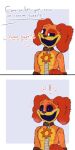 anthro belt blush canid canine canis collar comic dogday_(poppy_playtime) domestic_dog eeveegege english_text male mammal open_mouth poppy_playtime shocked_expression smiling_critters text