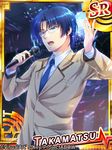  angel_beats! blue_eyes blue_hair card_(medium) character_name glasses male_focus microphone satomi_yoshitaka solo takamatsu 