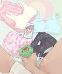  1boy 1girl bad_id bad_twitter_id bar_censor black_panties blue_bra blunt_bangs bra camisole cellphone cellphone_photo censored collared_shirt dot_nose green_scrunchie high_ponytail highres holding holding_microphone hyakumangoku_masurao iphone male_masturbation manaka_non masturbation microphone motion_lines open_mouth panties penis phone pink_camisole pink_panties polka_dot polka_dot_panties pov pov_crotch pov_hands pretty_series print_panties pripara purple_eyes purple_hair scrunchie shirt smartphone sound_effects underwear unworn_bra unworn_camisole unworn_panties unworn_scrunchie white_bra white_shirt 