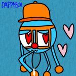  blue_background cum heart heart-shaped_pupils orange_hat penis stikk_figga symbol-shaped_pupils toca_band toca_boca 