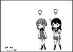  2girls =_= ahoge boots bug closed_eyes cockroach comic cross-laced_footwear greyscale insect kantai_collection lace-up_boots leaning_forward long_sleeves monochrome multiple_girls neck_ribbon otoufu ribbon school_uniform serafuku short_hair_with_long_locks sidelocks silent_comic simple_background skirt socks takanami_(kantai_collection) ushio_(kantai_collection) walking wavy_mouth white_background 