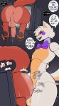 absurd_res anal anal_penetration anthro bodily_fluids butt canid canine cum cum_in_ass cum_inside dialogue duo five_nights_at_freddy&#039;s five_nights_at_freddy&#039;s_world fox foxy_(fnaf) fur genital_fluids hi_res lolbit_(fnaf) male male/male mammal oro97 pawpads penetration penile penile_penetration precum rear_view scottgames sound_effects speech_bubble tail white_body white_fur