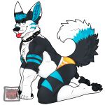 anthro canid canine clothing collar fennec_fox fox hi_res kneeling male mammal muscular solo spiked_collar spikes tongue tongue_out true_fox underwear yamatopawa
