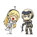  :3 :d :| =_= ? armor arnval azuma_doguu bangs bare_shoulders black_gloves blonde_hair blue_eyes blush_stickers boots busou_shinki chibi closed_eyes closed_mouth crossover expressionless fingers_to_mouth frame_arms_girl gloves gourai headgear laughing leg_lift leotard long_hair mecha_musume microskirt motion_lines multiple_girls open_mouth panties shadow short_hair simple_background skirt smile standing standing_on_one_leg striped striped_panties thigh_boots thighhighs twintails underwear very_long_hair white_background white_footwear white_gloves white_legwear 