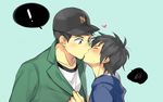  2boys big_hero_6 black_hair blush brothers cap disney heart hiro_hamada hiyaa incest kiss marvel multiple_boys siblings simple_background tadashi_hamada yaoi 