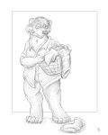 2024 anthro bear bottomless breasts claws clothed clothing female flinters fur hair hi_res laundry mammal solo toe_claws
