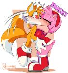 absurd_res amy_rose breasts clothed clothing female heart_eyes heart_symbol hi_res kiss_on_lips kissing male male/female miles_prower moisesgrafic sega sonic_the_hedgehog_(series)