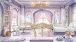  artist_name bed bedroom blanket blue_gemstone bookshelf broom bucket cake cake_slice chair chandelier cup curtains day dress flower food gem glass_teacup glass_teapot hanging_light highres hinata_nodoka indie_virtual_youtuber indoors keyboard_(computer) lamp maid mirror mouse_(computer) muntins no_humans official_art pillow pink_flower plate rug scenery strawberry_shortcake sugawa_mako sunlight table tea teacup teapot tiered_tray tile_floor tiles unworn_dress vanity_table wardrobe window wooden_bucket 