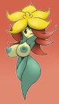 2019 areola big_areola big_breasts breasts digital_media_(artwork) elemental_creature elemental_humanoid elfdrago eyelashes female flora_fauna flower generation_8_pokemon gossifleur gradient_background green_areola green_nipples hi_res huge_areola humanoid leaf leaf_arms looking_at_viewer nintendo nipples one_eye_closed outline plant plant_humanoid pokemon pokemon_(species) pseudo_hair simple_background solo white_outline wink yellow_body