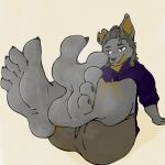 anthro bodily_fluids canid canine canis clothing ear_piercing feet foot_fetish foot_focus goldi_(the_g0lden_0ne) hoodie male mammal musk musk_clouds musky_feet piercing scar scars_all_over solo sweat sweaty_feet the_g0lden_0ne topwear underwear wolf
