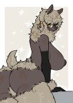 alpaca anthro armwear big_breasts breasts butt camelid clothing eyewear female fur ginger_(snow_angel) glasses looking_at_viewer looking_back mammal nipples smile snow_angel_(artist) solo tail yellow_eyes