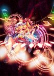  artificial_wings blonde_hair dress flandre_scarlet hat highres keroyon laevatein magic_circle red_eyes side_ponytail solo touhou wings 