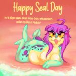 absurd_res anthro beach coving_nipple female funkys0da hi_res lying nude on_front short_stack slightly_chubby solo yuzu_the_seal