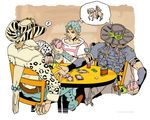  animal_print blonde_hair brown_hair card card_game cowboy_hat gyro_zeppeli hat johnny_joestar jojo_no_kimyou_na_bouken leopard_print male_focus mountain_tim multiple_boys playing_card poker_chip steel_ball_run tanaka_kaori tiger_print 