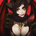  animal_ears bad_id bad_pixiv_id black_hair blue_eyes breasts cleavage eventh7 gloves large_breasts monster_girl short_hair solo wings 