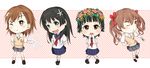  brown_eyes brown_hair chibi flower green_eyes hair_flower hair_ornament head_wreath long_hair misaka_mikoto multiple_girls sakugawa_school_uniform saten_ruiko school_uniform serafuku shin_(highest1192) shirai_kuroko short_hair sweater_vest to_aru_kagaku_no_railgun to_aru_majutsu_no_index tokiwadai_school_uniform twintails uiharu_kazari 