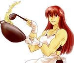  cooking destro_246 ise kitchen long_hair lowres muscle muscular_female red_eyes red_hair sakura_nanten 