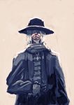  bad_id bad_pixiv_id bandages bloodborne cloak father_gascoigne grey_hair highres male_focus sawarakajin scarf solo 