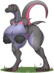  anthro areola big_breasts breasts female generation_7_pokemon genitals hi_res huge_breasts looking_at_viewer nintendo nipples nude pokemon pokemon_(species) pussy reptile salazzle scalie simple_background smile solo taharon tail thick_thighs 