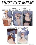  1girl :d :t ;) ;p ^_^ artist_request bandeau blue_hair blush breasts clenched_hand closed_eyes closed_mouth collarbone collared_shirt commentary english_commentary fins furrowed_brow hair_between_eyes hair_up hat head_fins headband highres indie_virtual_youtuber long_hair long_sleeves looking_at_viewer mako_sameshima medium_breasts multiple_drawing_challenge multiple_views navel nose_blush one_eye_closed open_clothes open_shirt partially_submerged prism_project profile puff_of_air red_eyes rubbing_eyes shirt shirt_cut_meme sideboob smile steam sweat tongue tongue_out twitter_username underboob water wavy_mouth wet wing_collar 