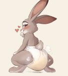 anthro clothed clothing diaper diaper_only diaper_puff disney feces heart_symbol hi_res judy_hopps lagomorph leporid looking_at_viewer mammal messy_diaper messyszop rabbit raised_tail simple_background soiling solo tail topless white_background zootopia