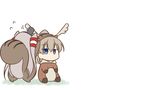  alternate_costume amatsukaze_(kantai_collection) animal_costume blue_eyes brown_hair flying_sweatdrops hair_tubes hat high_ponytail kantai_collection kumano_(kantai_collection) long_hair miyo_(miyomiyo01) multiple_girls ponytail silver_hair simple_background sitting squirrel_costume squirrel_tail tail two_side_up white_background 