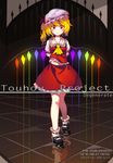  arms_behind_back blonde_hair de_da_xianyu flandre_scarlet frills full_body hat highres looking_at_viewer mary_janes red_eyes reflection shoes side_ponytail skirt smile solo touhou wings 