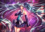  alexandra_mae bad_id bad_pixiv_id banned_artist blue_eyes blue_hair blurry detached_sleeves frilled hand_on_own_chest hatsune_miku headset long_hair necktie signature skirt solo twintails very_long_hair vocaloid watermark web_address 