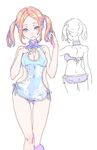  blue_eyes nagisa_kurousagi orange_hair original sketch swimsuit twintails 
