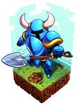  armor character_name copyright_name dirt faux_figurine full_armor full_body helmet horned_helmet isometric koi_drake male_focus no_eyes shovel shovel_knight shovel_knight_(character) solo 