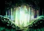  apron aura bad_id bad_pixiv_id black_dress broom bush cube dress fog forest forest_of_magic grass hat kirisame_marisa light light_particles looking_at_viewer nature path road scenery silhouette solo standing touhou tree tsukiyo_satoru_(lunanoxx) witch_hat 