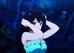  1girl adjusting_hair animated animated_gif black_hair dress female hibike!_euphonium long_hair ponytail purple_eyes scrunchie solo 