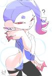  ? blue_hair blue_shawl bubble cephalopod_eyes chest_sarashi earrings highres jewelry looking_at_viewer mocamocaink multicolored_hair multiple_earrings octoling pink_hair red_eyes sarashi shawl shiver_(splatoon) simple_background splatoon_(series) splatoon_3 tagme tentacle_hair tooth_earrings white_background 