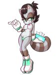  alpha_channel anthro boots brown_hair clothing fan_character female footwear fours_(artist) freckles fur gloves green_eyes grey_body grey_fur hair handwear hi_res holding_object lurk_the_raccoon mammal ponytail procyonid raccoon sega solo sonic_the_hedgehog_(series) tissue_box 
