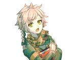  1boy blonde_hair book braid brown_scarf clanne_(fire_emblem) fire_emblem fire_emblem_engage green_hair holding holding_book meegon01 multicolored_hair plaid plaid_scarf scarf single_braid solo split-color_hair upper_body 