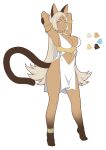  1girl animal_ears anklet armlet bare_legs barefoot blonde_hair blue_eyes blush breasts cat_ears cat_tail cleavage feet full_body highres jewelry large_breasts legs long_hair looking_at_viewer makeup navel necklace oasis_(seeslugs) original reference_sheet seeslugs solo tail tan toes 