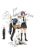  ... 1girl 2boys black_skirt coffee falling hair_over_one_eye hitting holding kaneki_ken kirishima_touka leaning_forward multiple_boys necktie old_man pants pleated_skirt purple_hair short_hair simple_background skirt teapot ten_(j_1995) tokyo_ghoul tray vest waiter waitress white_background yoshimura_(tokyo_ghoul) 