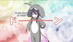  akatsuki_(kantai_collection) alternate_costume animal_costume bad_id bad_pixiv_id black_hair elephant elephant_costume english kantai_collection long_hair long_sleeves open_mouth rexlent solo sweat tail tusks 