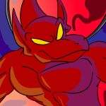  1:1 capcom close-up comicfiruko demon demon&#039;s_crest digital_media_(artwork) empty_eyes featureless_chest firebrand gargoyle gargoyle&#039;s_quest ghosts_&#039;n_goblins hi_res humanoid_pointy_ears male membrane_(anatomy) membranous_wings muscular muscular_male nude red_arremer red_body solo wings 