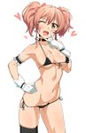  ;d bad_id bad_pixiv_id bikini bow breasts chikuishi front-tie_top gloves groin hair_bow hand_on_hip heart idolmaster idolmaster_cinderella_girls jougasaki_mika medium_breasts micro_bikini navel one_eye_closed open_mouth pink_hair shiny shiny_skin side-tie_bikini sideboob simple_background single_thighhigh skindentation smile solo swimsuit thighhighs thighs twintails underboob wide_hips yellow_eyes 