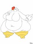  2018 2_toes 3:4 5_fingers amelia_(bunnynoah) anthro avian batspid2 beak belly big_belly big_breasts biped bird blue_eyes breasts chicken claws digital_drawing_(artwork) digital_media_(artwork) eyelashes feathers featureless_breasts feet female fingers flat_colors front_view full-length_portrait galliform gallus_(genus) glistening glistening_eyes head_crest huge_breasts huge_hips huge_thighs hyper hyper_thighs navel obese obese_anthro obese_female overweight overweight_anthro overweight_female phasianid portrait red_crest signature simple_background solo standing tail tail_feathers thick_thighs three-quarter_view toe_claws toes white_background white_body white_feathers wide_hips yellow_beak yellow_claws 