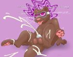  absurd_res anthro balls bodily_fluids chastity_cage chastity_device cum cum_while_chaste dialogue ejaculation english_text genital_fluids genitals hands-free hi_res hypnotic_eyes hypnotic_visor male mammal mind_break mind_control motion_lines mustelid otter pawpads paws pink_pawpads river_otter saliva shillcat simple_background solo tail text 