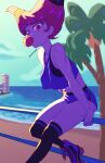  beach chewing_gum dc_comics highres jinx_(dc) midriff non-web_source playzholder roller_skates shorts skates teen_titans 