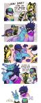  2024 4_toes absurd_res black_hair blue_body blue_fur caracal caracal_(genus) clothed clothed_feral clothing daughter_(lore) dialogue english_text eye_contact eyes_closed eyewear father_(lore) father_and_child_(lore) father_and_daughter_(lore) feet felid feline female feral fur fur_markings glasses green_body green_eyes green_fur group hair hat headgear headwear hi_res jojo's_bizarre_adventure jolyne_cujoh jotaro_kujo leopard licking licking_another lion looking_at_another looking_down male mammal markings missaka pantherine parent_(lore) parent_and_child_(lore) parent_and_daughter_(lore) pawpads paws purple_body purple_fur smile stand_(jjba) star_platinum stone_free striped_body striped_fur striped_markings striped_tail stripes tail tail_markings text toes tongue tongue_out 