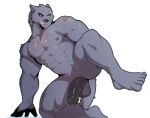 2024 abs anthro balls biceps big_balls big_muscles big_penis blaidd_(elden_ring) canid canine canis elden_ring feet foreskin fromsoftware fur genitals half-erect hi_res humanoid_feet humanoid_genitalia humanoid_penis jrjresq kneeling looking_at_viewer male mammal muscular muscular_anthro muscular_male navel nipples nude on_one_knee pecs penis plantigrade scar simple_background solo teeth thick_thighs tuft white_background wolf