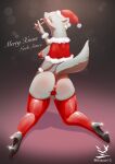  2022 anthro anus artist_logo artist_name back_groove biped bra breasts butt censor_bar censored censored_genitalia censored_pussy christmas christmas_clothing christmas_headwear clothed clothing commissioner_name ear_piercing female footwear hat headgear headwear hi_res high_heels holidays ineffective_censorship kemono latex latex_clothing latex_legwear latex_thigh_highs legwear logo mammal medium_breasts panties piercing raised_tail rear_view red_bra red_clothing red_legwear red_panties red_thigh_highs red_underwear santa_hat solo tail text thigh_highs underwear usssar12 